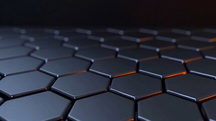 Obraz premium Stunning 3D Render: Dark Hexagon Grid, Futuristic Design, Close-Up View. AI Generated
