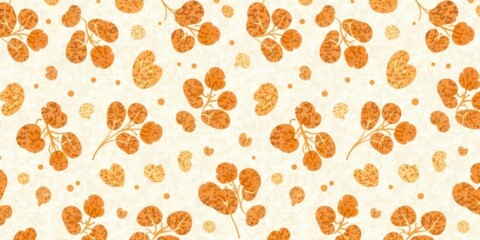 Golden Autumnal Leaf Pattern Design for Textile and Fabric Printing