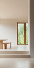 Fototapeta premium Modern interior design featuring minimalistic furniture and natural light in a serene setting