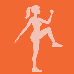 Human Silhouette in Exercise Pose Vector

