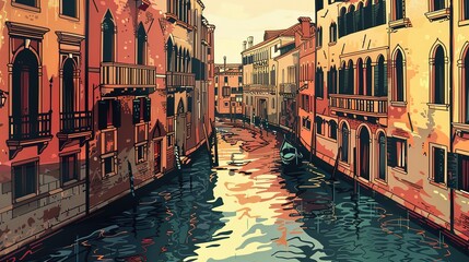 Venice canal pattern wallpaper
