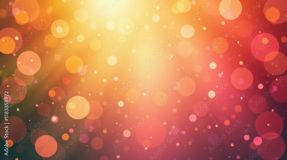 Poster Abstract Warm-Colored Bokeh Background with Glowing Circles and Shimmering Particles