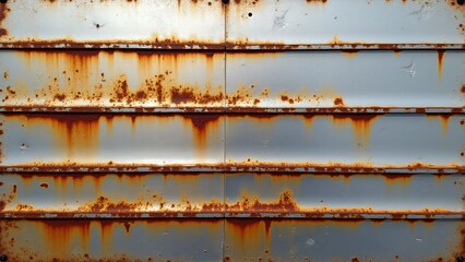 Metal surface with horizontal corrosion lines from saltwater exposure, showing rust accumulation in distinct streaks and a textured, weathered appearance.