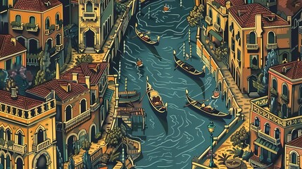 Obraz premium venice canal pattern wallpaper