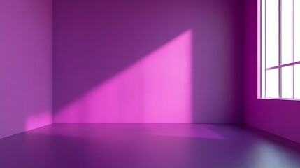 Purple Room Corner Sunlight Illuminates Empty Space