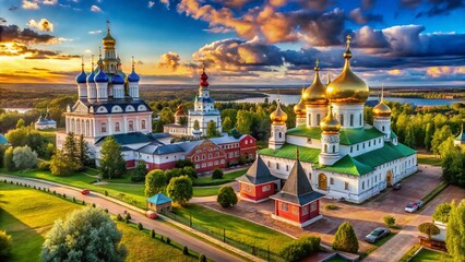Obraz premium Panoramic View of St. Nicholas Monastery, Pereslavl-Zalessky, Russia - Golden Ring