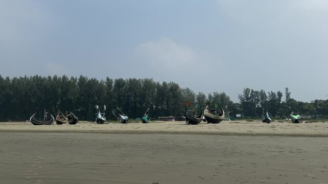 Cox Bazar Fishing Boat, Traditional Bangladeshi Moon boats, Cox's Bazar Bangladesh