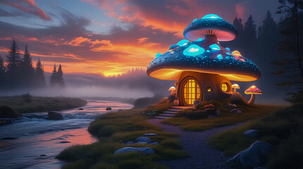 Charming Mushroom-Shaped House in a Serene Valley