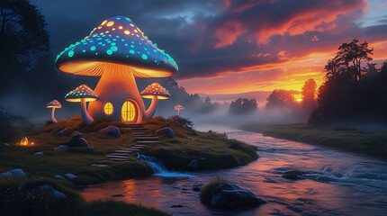 Charming Mushroom-Shaped House in a Serene Valley