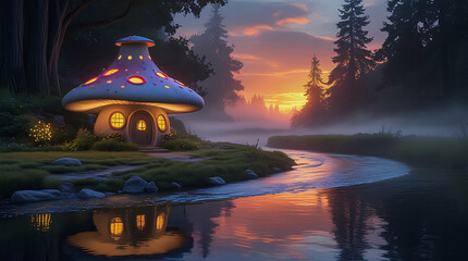 Charming Mushroom-Shaped House in a Serene Valley