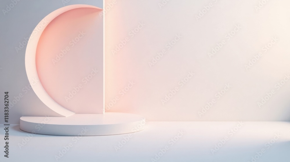 Aufkleber Minimalist Abstract Platform with Soft Pink Backdrop and Gentle Curves