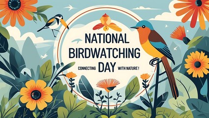 Naklejka premium National Birdwatching Day Celebrates Birds and Nature