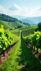 Fototapeta premium Landscape of grapevine rows in Balaton Uplands, foliage, balaton uplands