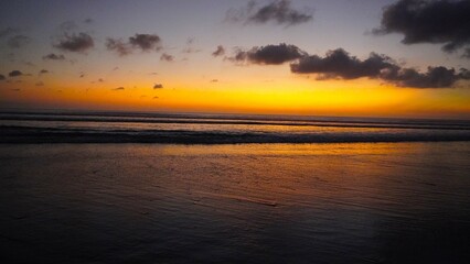 beautiful sunset on Indian Ocean beach, Bali, Indonesia