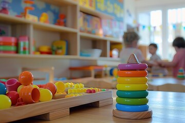 Teacher Working with Children kindergarten medication indoors.