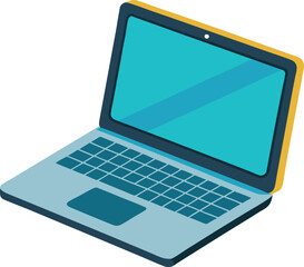 Laptop flat vector illustration. Computer laptop cartoon with blank screen
