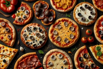 Fototapeta premium The top view variety pizza.