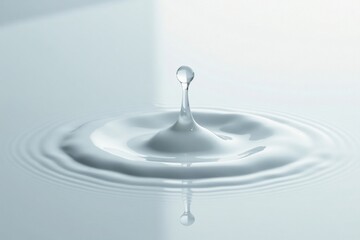 single waterdrop in focus on a crisp white surface, clarity, simplicity, cleanliness