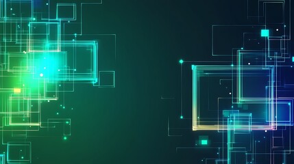Fototapeta premium Abstract Green Teal Geometric Network Design