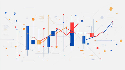 Obraz premium Abstract white background with Colorful charts and graphs with statistics to innovative analyze business potential and forecast future development of companies growth.