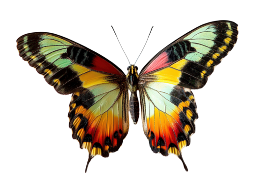 A large orange and black butterfly with a white spot on its wing , isolated on white background - Powered by Adobe