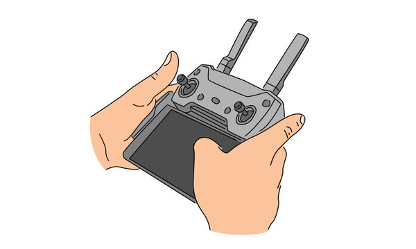 recommend clip art: line art color of drone remote control illustration