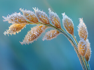  Macro view of pine needles covered in delicate frost crystals