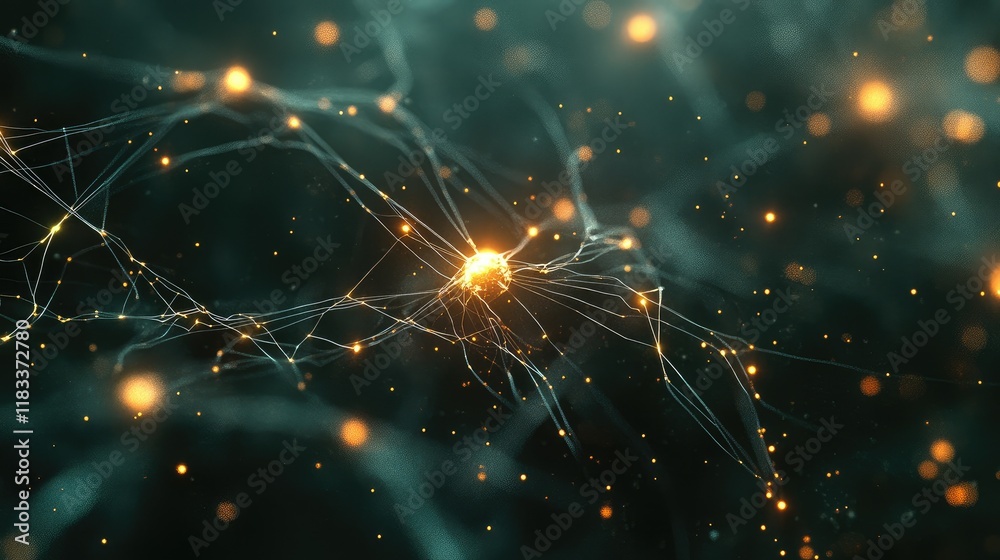 Poster an abstract conceptual image of crossmatic logic flow with connecting lines and glowing nodes.
