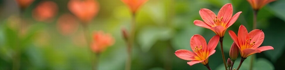 Fototapeta premium Delicate Alstroemeria flowers in soft focus against a serene garden backdrop, Botanical, Floral, Serene