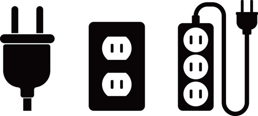 コンセント　プラグ　延長コード　アイコン