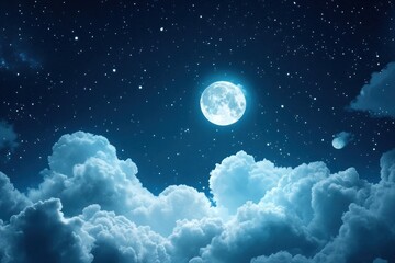 Night sky moon clouds astronomy.