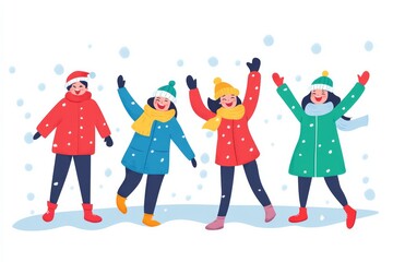Obraz premium happy warmly people winter theme