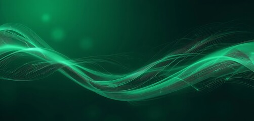 Naklejka premium Abstract Green Wave Lines Flowing Design