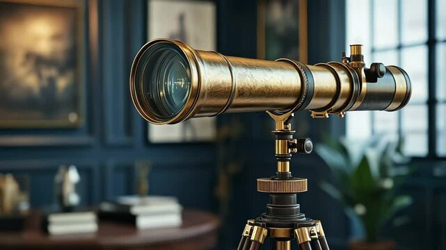 Steampunk mechanical wonders a brass telescope with levers