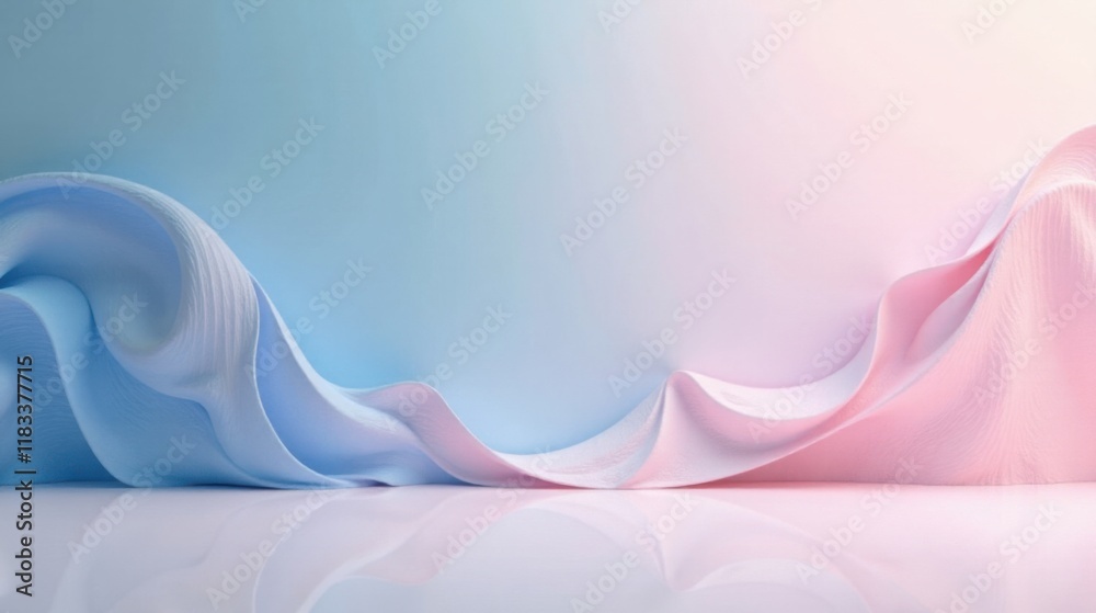 Aufkleber abstract pastel drapery studio backdrop with smooth waves and reflective surface