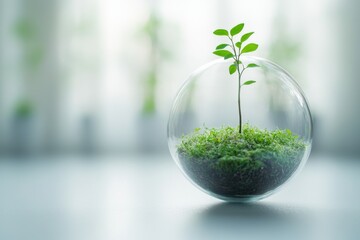 Green origami leaves on a reflective surface symbolizing harmony and nature