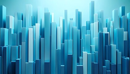 Obraz premium Abstract background of vertical blue bars with varying heights and shades.