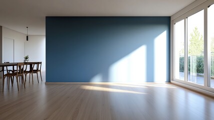 Obraz premium 3D Rendering of a Modern Apartment Interior Showcasing an Empty, Stylish Space Ready for Personalization.