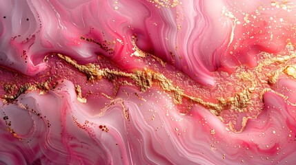 Luxurious Pink Marbled Texture with Gold Accents