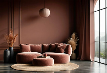 Modern interior design with Pantone 2025 Colour of the Year Mocha Mousse