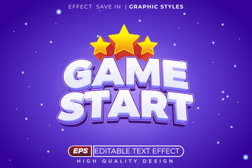 Game start 3d editable text effect template