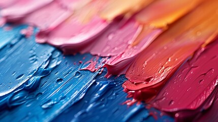 Macro close up of different color oil paint