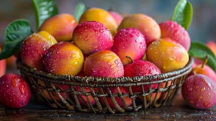 Many of the mango fruit was placed in a basket.