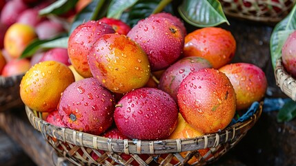 Many of the mango fruit was placed in a basket.