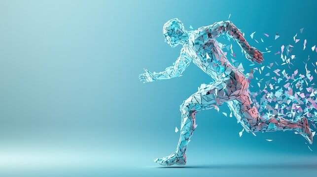 origami-style silhouette of a person running freely on a plain background