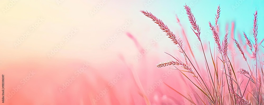 Canvas Prints Scenery abstract background idea. A serene landscape featuring delicate grass blades swaying in soft pastel colors.