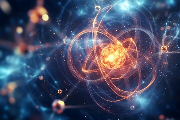 Abstract Atomic Structure, Energy, Science, Plasma, Glowing