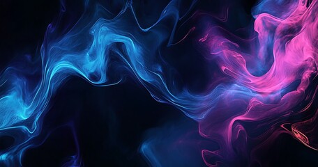 Obraz premium Black background with blue and purple waves, glowing lines