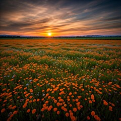 Fototapeta premium sunset over the field