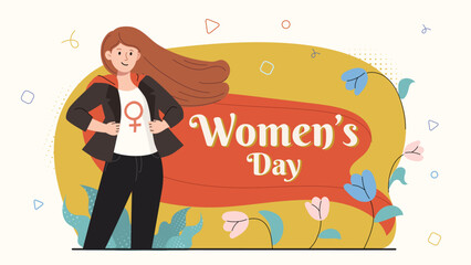 Women's Day empowerment illustration for social media campaigns celebrating equality.